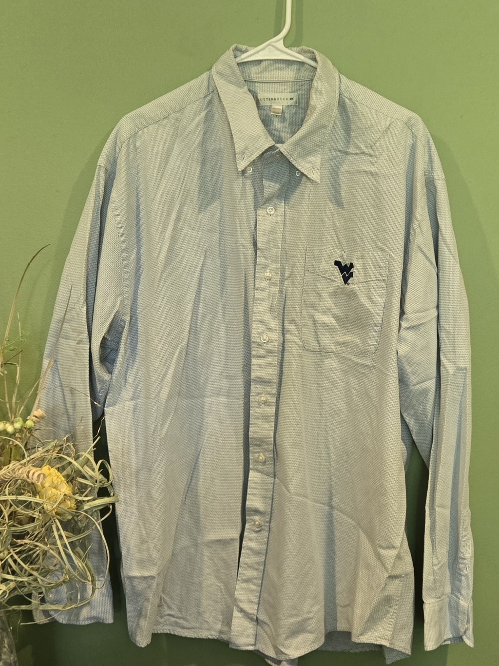 Cutter & Buck Light Blue Long-Sleeve Button-Down Shirt with Embroidered Logo